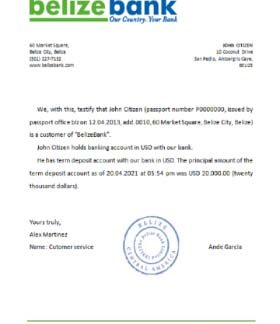 Belize Belizebank reference download template file