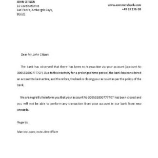 Belize Commerzbank closure reference download template file