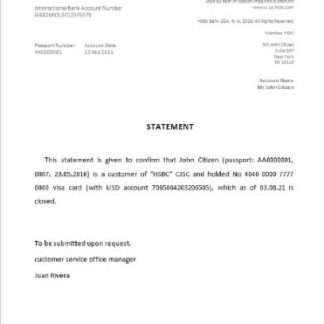 USA HSBC closure reference download template file