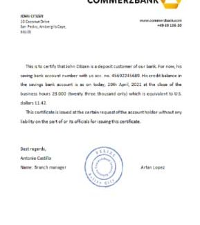 Belize Commerzbank reference download template file