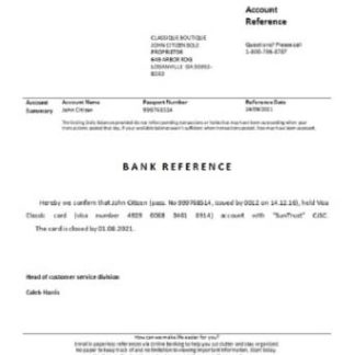USA Suntrust closure reference download template file