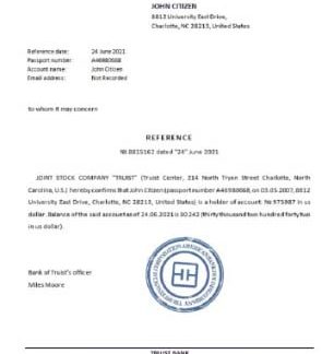 USA Truist bank reference download template file