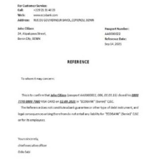 Benin Ecobank closure reference download template file