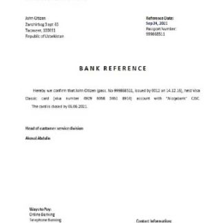 Uzbekistan Aloqabank closure reference download template file