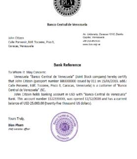 Venezuela Banco Central de Venezuela reference download template file