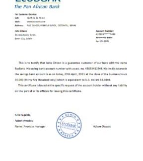Benin Ecobank reference download template file