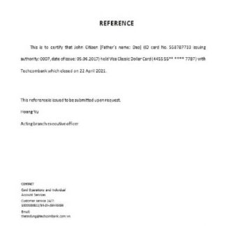 Vietnam Techcombank closure reference download template file