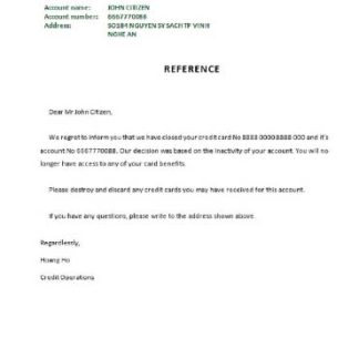 Vietnam Vietcombank closure reference download template file