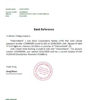 Vietnam Vietcombank reference download template file