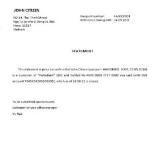Vietnam Vietinbank closure reference download template file