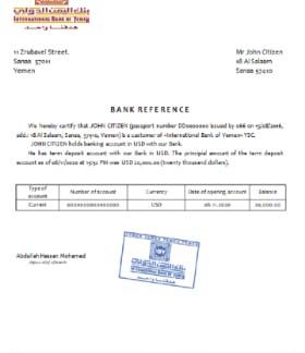 Yemen international bank reference download template file