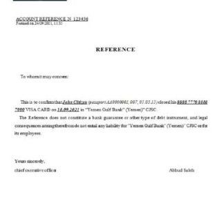 Yemen Gulf Bank closure reference download template file