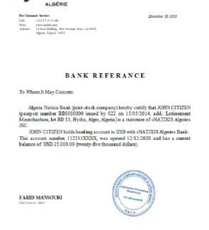 Algeria Natixis Algerie bank reference download template file