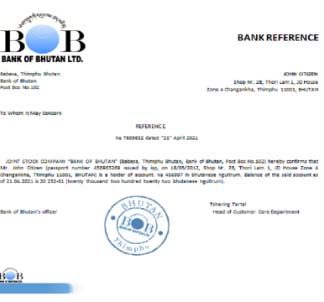 Bhutan Bank of Bhutan reference download template file
