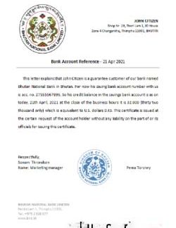 Bhutan Bhutan National Bank reference download template file
