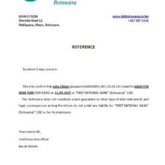 Botswana FNB of Botswana closure reference download template file