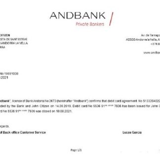 Andorra Andbank bank closure reference download template file