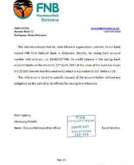 Botswana FNB of Botswana reference download template file