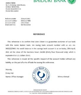Brunei Baiduri bank reference download template file