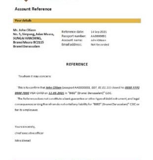 Brunei Islam Darussalam bank closure reference download template file
