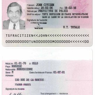France Residence Permit (titre de s??jour) v4 Download Template File
