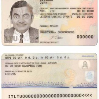 Lithuania (Litva) Residence Permit Card 2020 Download Template File