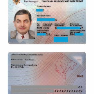 Montenegro Residence Card Download Template File