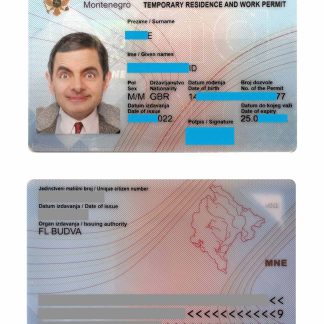 Montenegro Residence Card Download Template File