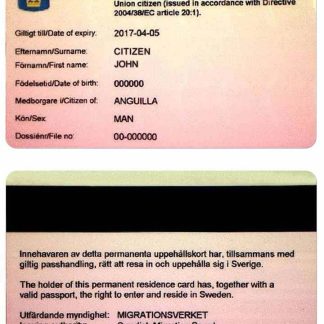 Sweden Permanent Residence Card Download Template File