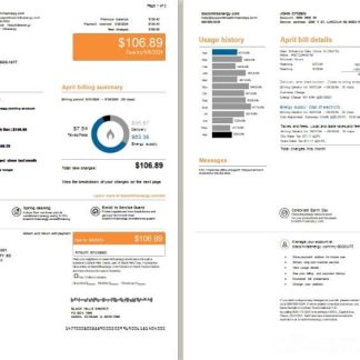 USA Nebraska Lincoln Black Hills Energy utility bill, 2 pages scr download template file