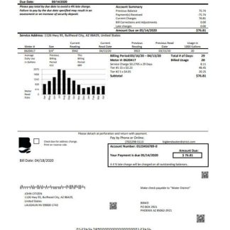 USA Nevada Big Bend Water District utility bill template in Word and PDF format download template file