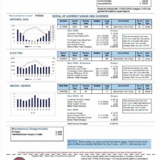 USA NORWICH PUBLIC UTILITIES utility bill Word and PDF template download template file