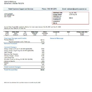 Canada Alberta Spark utility bill download template file