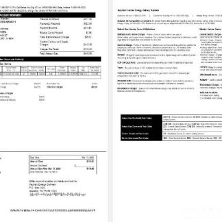 USA Ohio Vectren gas utility bill, version 2 download template file
