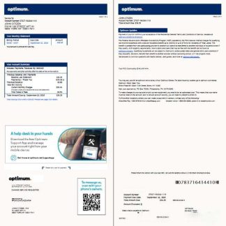 USA Optimum utility bill template in Word and PDF formats, 4 pages, version 2, 1 2 pages download template file