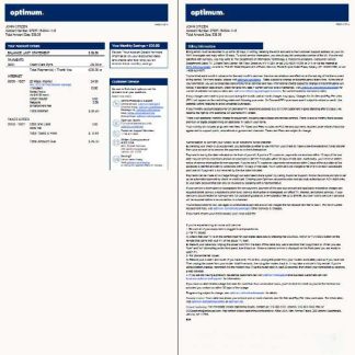 USA Optimum utility bill template in Word and PDF formats, 4 pages, version 2, 3 4 pages download template file
