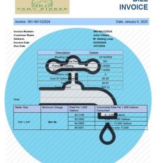 USA Parc Bisbee utility bill template in Word and PDF formats download template file