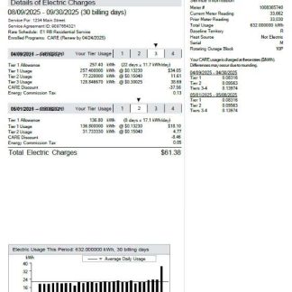 USA PG&E utility bill template in Word and PDF formats, 3 pages, 3rd page download template file
