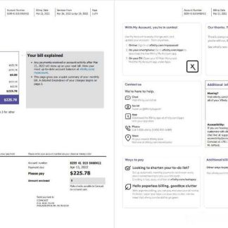 USA Philadelphia Xfinity utility bill Word and PDF template, 4 pages 1 2 download template file