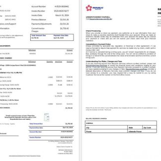 USA Rpublic Services energy utility bil Word and PDF formats, 2 pages download template file