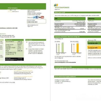 USA ScottishPower utility bill template in Word and PDF format (3 pages) 1 2 download template file