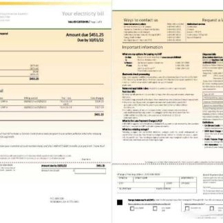 USA Southern California EDISON utility bill, Word and PDF template, 8 pages 1 2 download template file