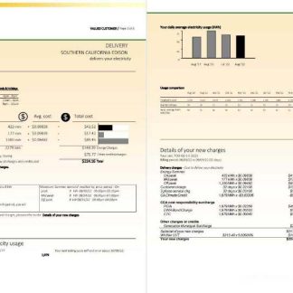 USA Southern California EDISON utility bill, Word and PDF template, 8 pages 3 4 download template file