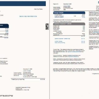 USA Spectrum Business utility bill template in Word and PDF formats, 2 pages, version 2 download template file