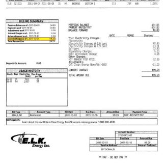 Canada ELK energy utility bill template, fully editable in PSD format download template file
