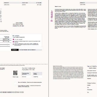 USA T mobile utility bill template in Word and PDF formats, 2 pages, version 2 download template file