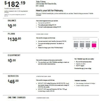 USA T mobile utility bill template in Word and PDF formats, version 4 download template file