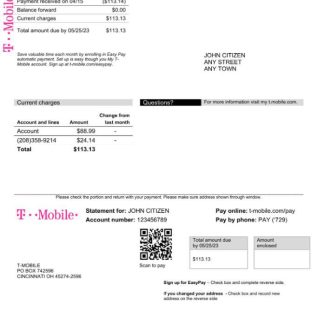USA T Mobile utility bill Word and PDF template (1) download template file