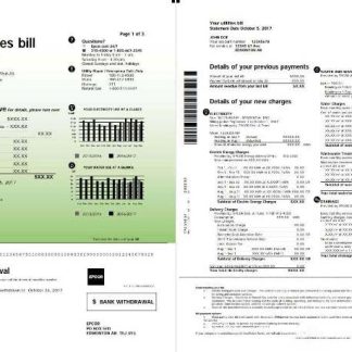 Canada Epcor electricity utility bill template in Word and PDF format, 3 pages 1 2 download template file