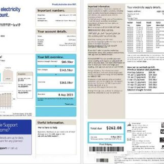 Australia AGL electricity account energy utility bill Word and PDF formats (2) download template file